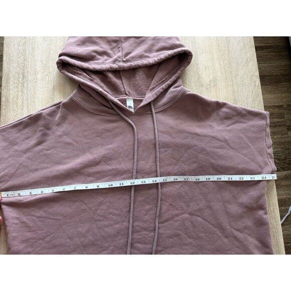 Alo Yoga Box Crop Hoodie Raw Hem in Smoky Quartz Terry Cloth Size Small - Picture 5 of 8